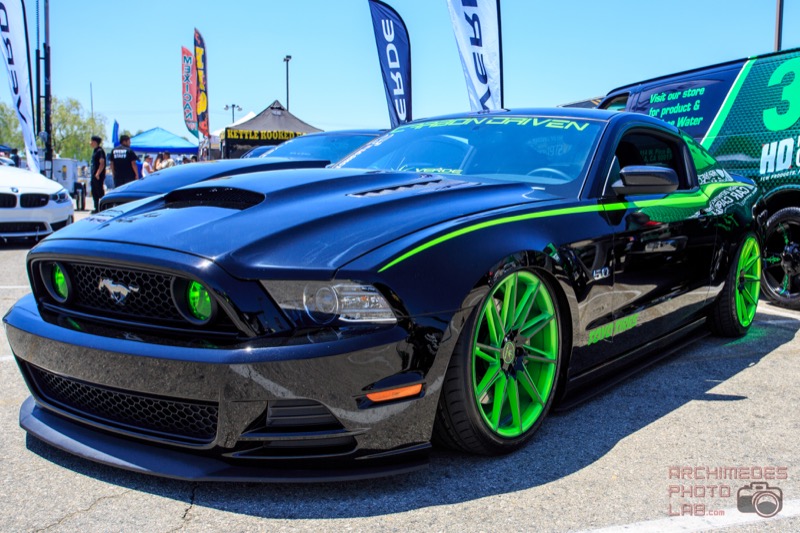 Black Mustang, Radioactive Green Wheels & Trim